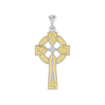 Celtic Cross Sterling Silver with 14K Gold Accent Pendant MPD3826 - Jewelry